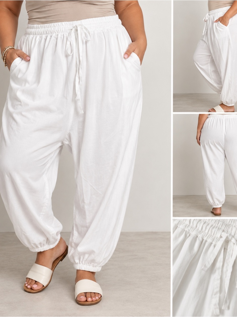 a new day White Drawstring Plus-Size Relaxed Jogger Pants